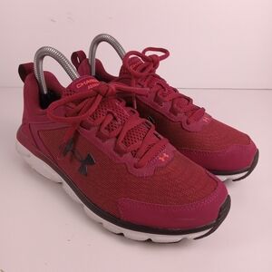 Under Armour Charged Assert 9 Running Shoes Womens 7 Burgundy Lace Up Athletic